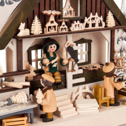 Schwibbogen Kunsthandwerk 3 D klein, grau mit Raureif und LED-Beleuchtung 29x43cm