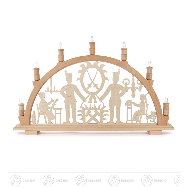 Schwibbogen mit Erzgebirgsmotiv elektrisch beleuchtet 40x66cm