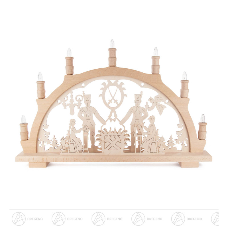 Schwibbogen mit Bergmann elektrisch beleuchtet 38x57cm