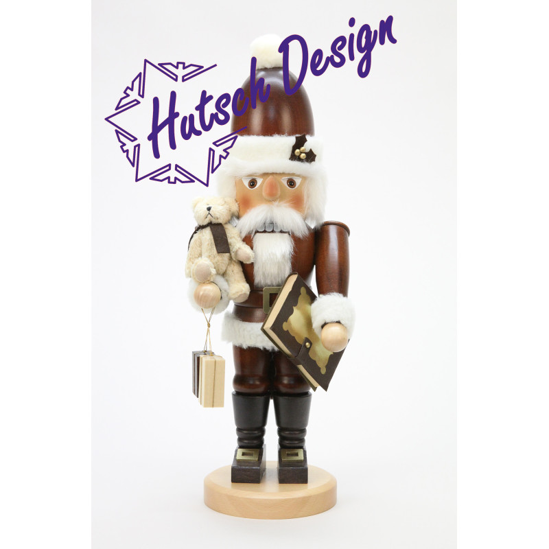 Nussknacker Weihnachtsmann mit Teddy natur  44,0 cm