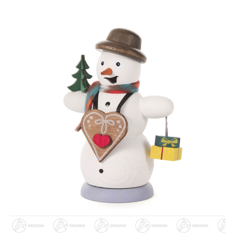 Räuchermann Schneemann mit Lebkuchenherz