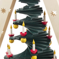 Schwibbogen Spitze-Stufenbaum mit LED-Beleuchtung (Input 100-240V) 48x36cm