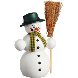 Schneemann mit Besen 16cm