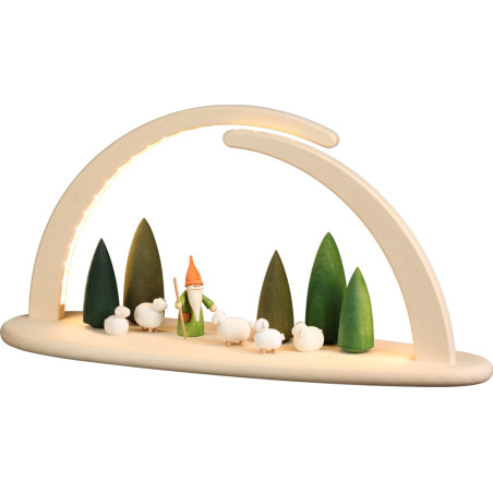 Bogen groß natur LED beleuchtet Motiv Schäferwichtel 21 x42 x13cm