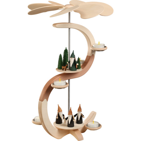 Pyramide S Form 2 Etagen Motive Bergwichtel und Jägerwichtel 46 x28 x28cm