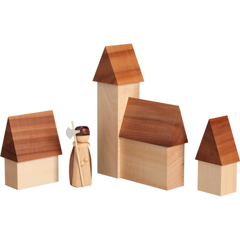 Nachtwächterwichtel mit Stadtszene 15 x11 x4cm