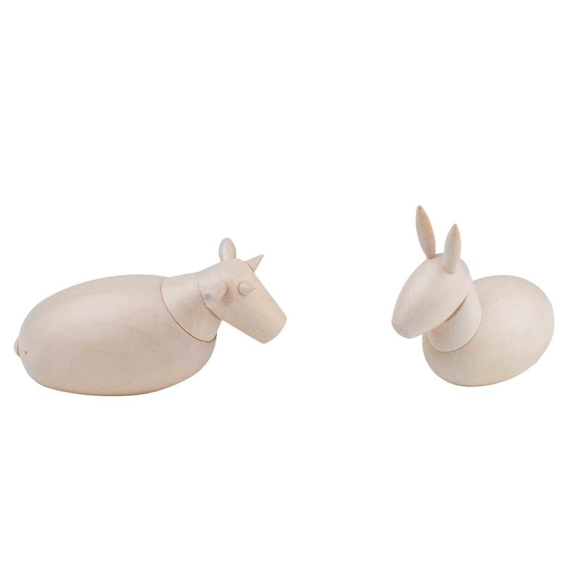 Ochse & Esel weiß lasiert 7cm