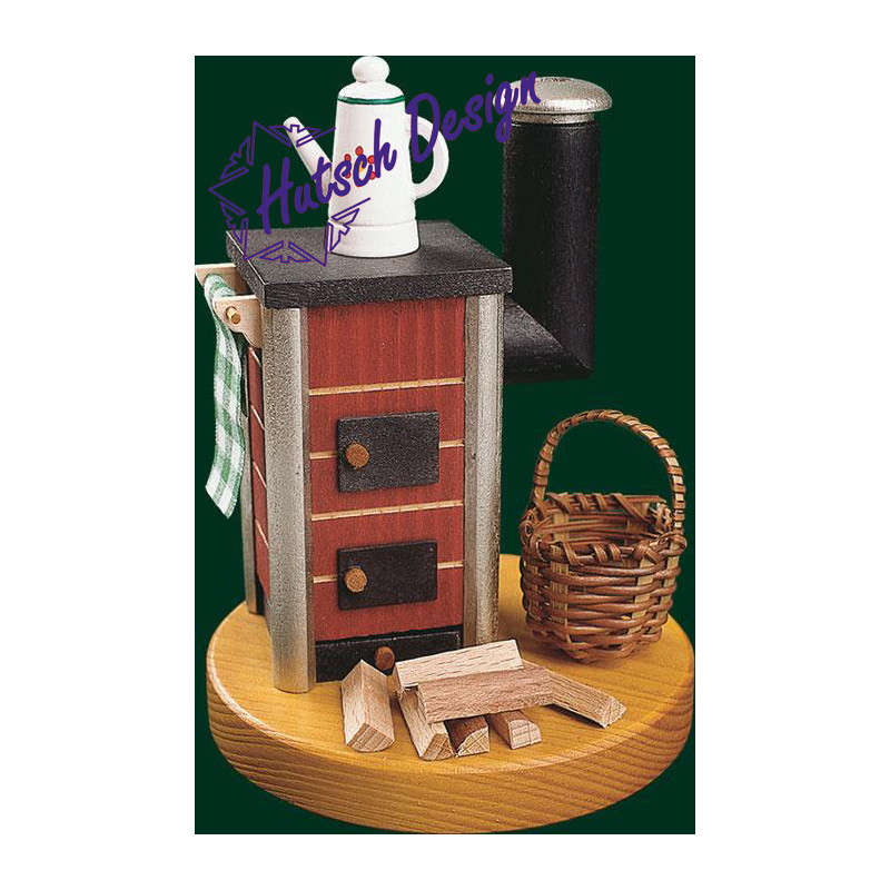 Herd mit Kanne für Räucherkerzen, rot  14 cm