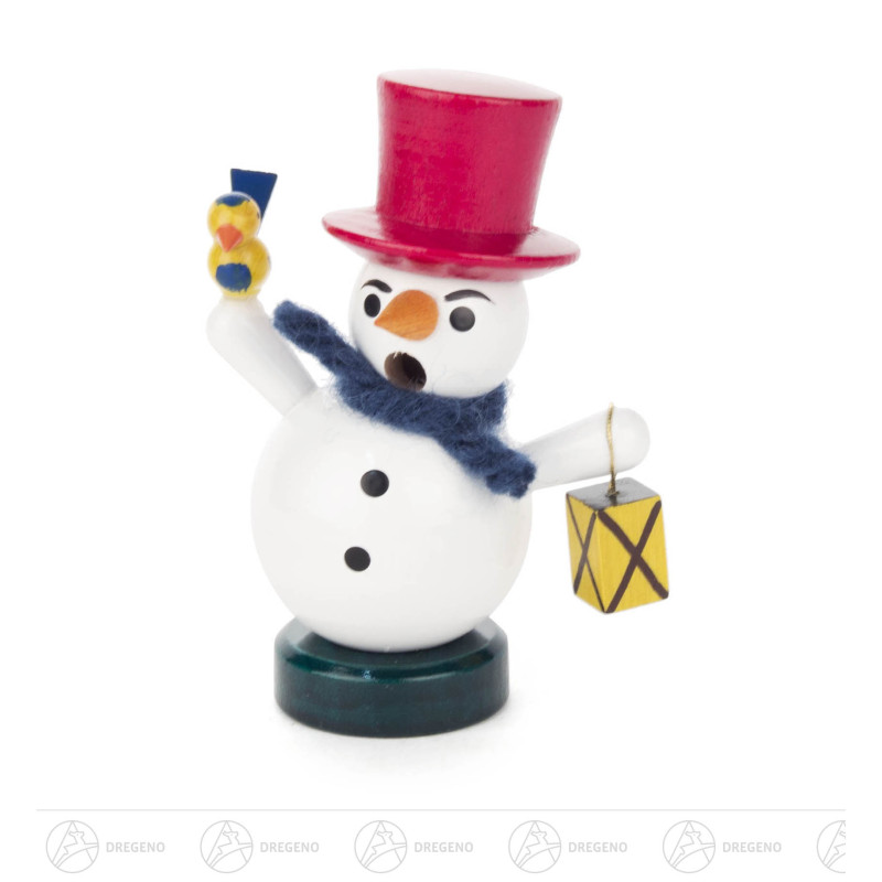 Mini-Räuchermann Schneemann mit Laterne roter Hut