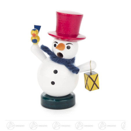 Mini-Räuchermann Schneemann mit Laterne roter Hut