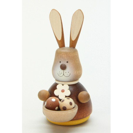 Wackelhase mit Eierkorb natur  9,8 cm