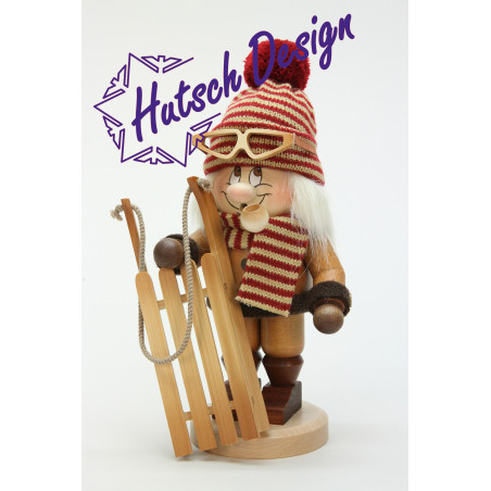 Räuchermann Wichtel Rodler  31,0 cm