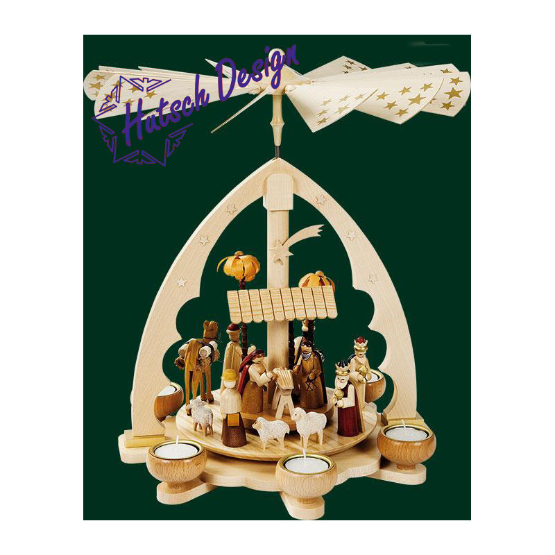 Pyramide Christi Geburt, mit Teelichte  40 cm