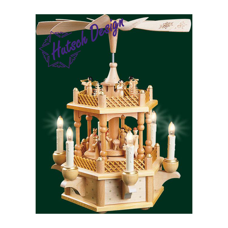 Pyramide Christi Geburt 1-st., natur, elektr.  33 cm