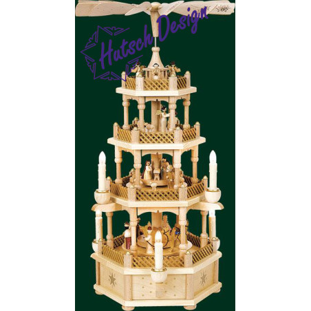 Pyramide Christi Geburt 3-st., natur, elektr.  59 cm