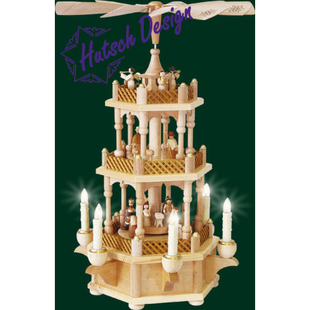 Pyramide Christi Geburt 2-st., natur, elektr.  45 cm