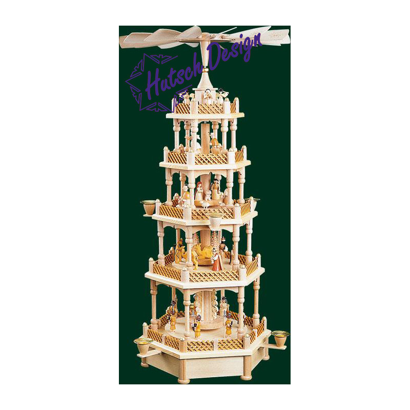 Pyramide Christi Geburt 4-st., natur, 18er Spw. Stille Nacht  70 cm