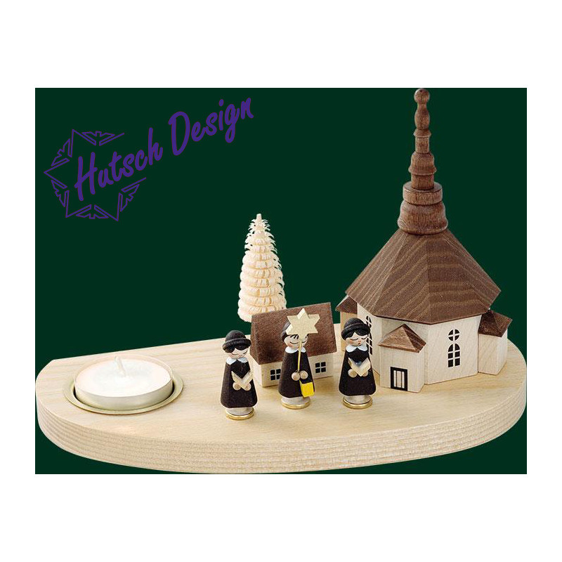 Kerzenhalter für Teelichte Seiff. Kirche m. Kurr.  14 cm