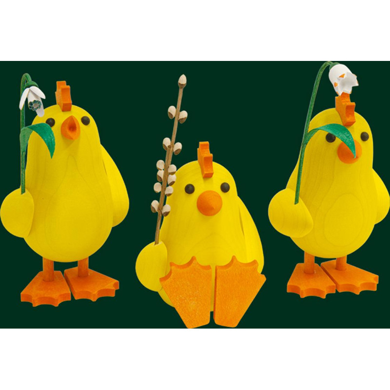 Kückengruppe mit Blumen 3-tlg.  13 cm