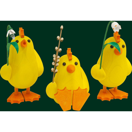 Kückengruppe mit Blumen 3-tlg.  13 cm