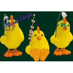 Kückengruppe mit Blumen 3-tlg.  13 cm