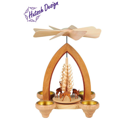 Teelichtpyramide mit Rehe 26cm