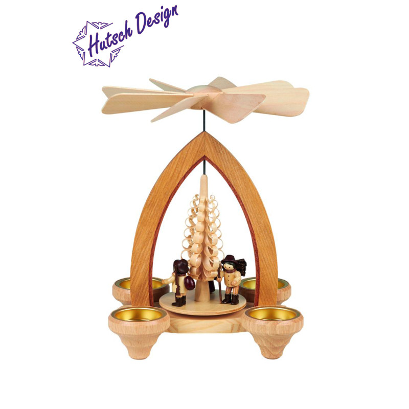 Teelichtpyramide mit Waldleute 26cm