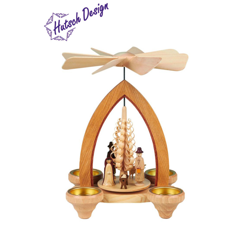 Teelichtpyramide mit Christi Geburt 26cm