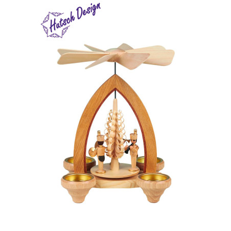 Teelichtpyramide mit Bergleute natur 26cm