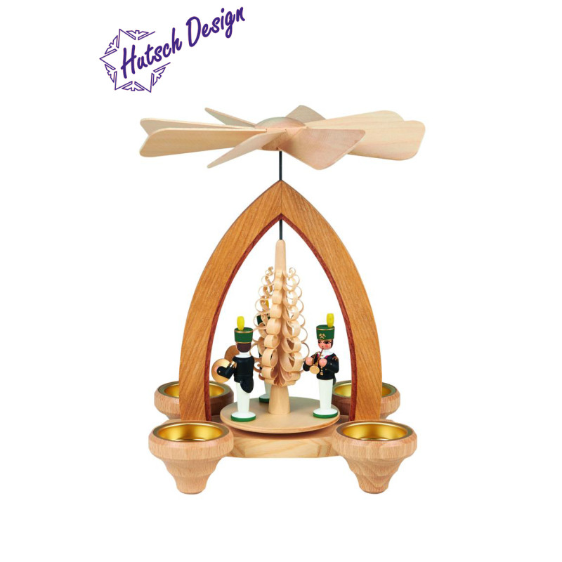 Teelichtpyramide mit Bergleute farbig 26cm