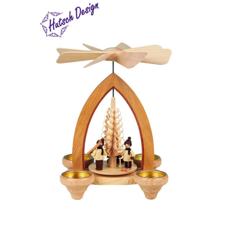 Teelichtpyramide mit Winterkinder 26cm