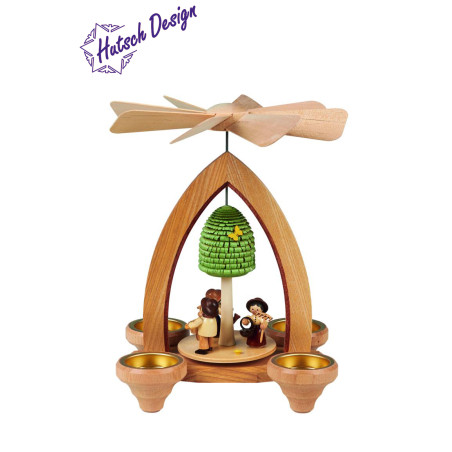 Teelichtpyramide mit Frühlingsgarten 26cm