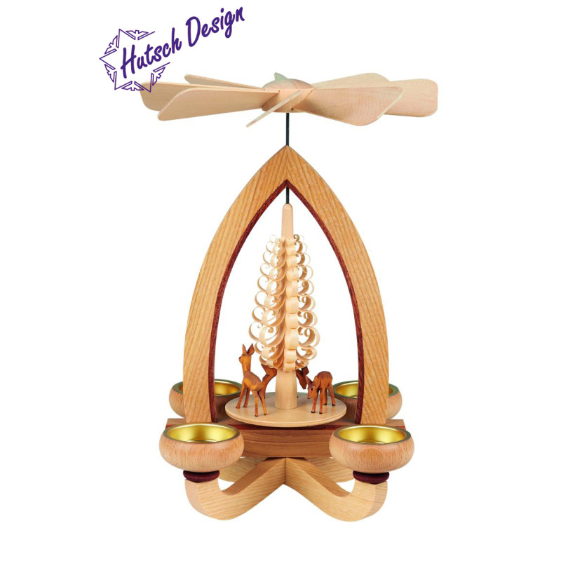 Teelichtpyramide mit Rehe 28cm