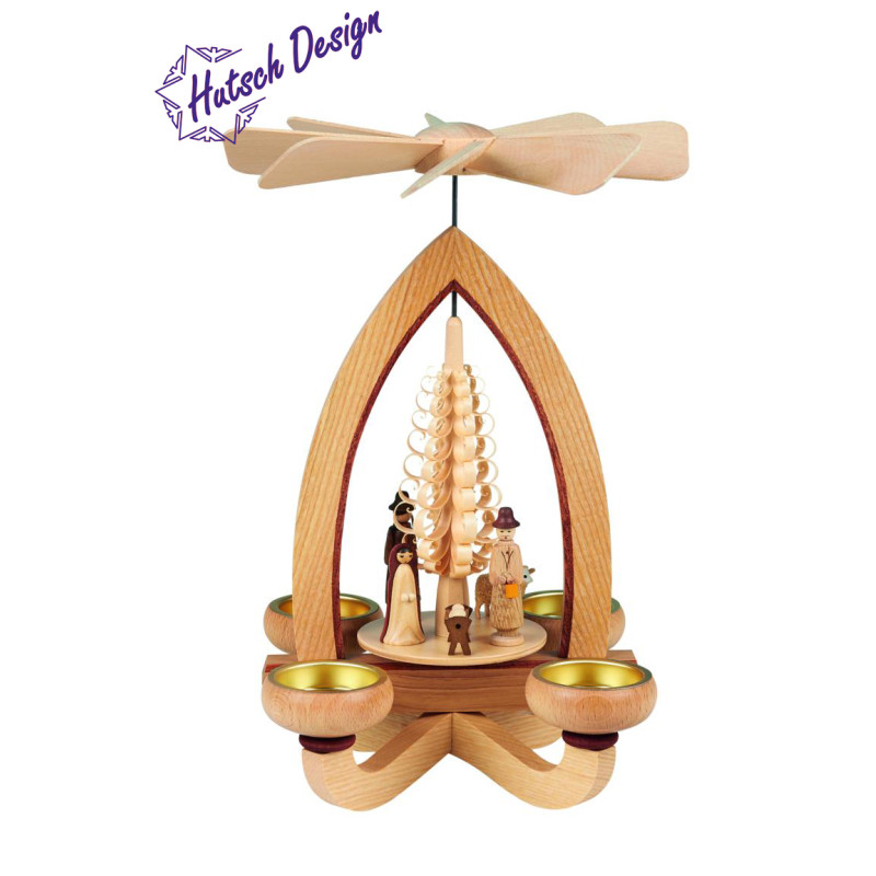 Teelichtpyramide mit Christi Geburt 28cm