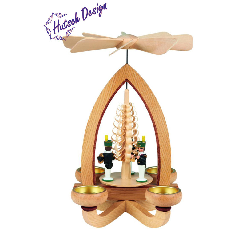 Teelichtpyramide mit Bergleute farbig 28cm