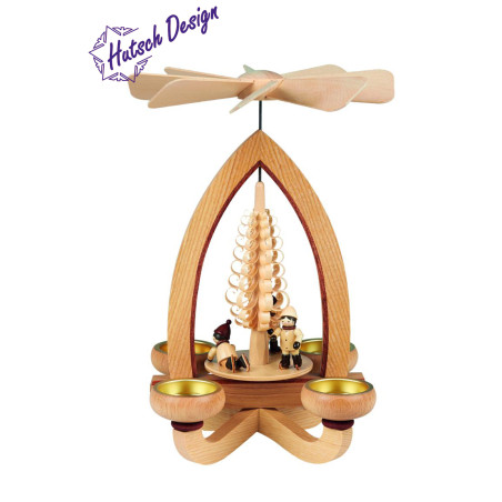 Teelichtpyramide mit Eisläufer 28cm