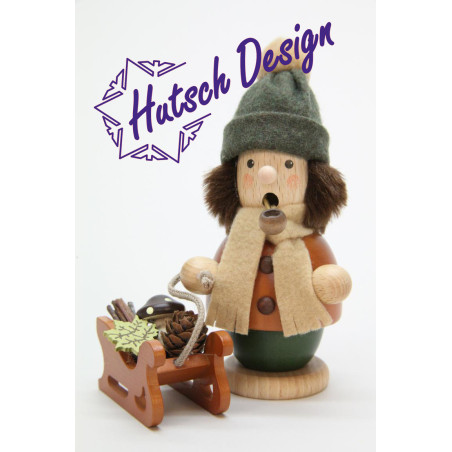 Räuchermann Bub mit Schlitten 14,0 cm