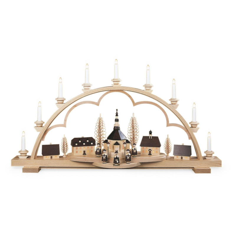 Schwibbogen Seiffener Dorf groß, natur 110V