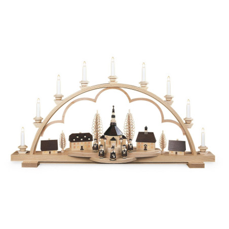 Schwibbogen Seiffener Dorf groß, natur 110V