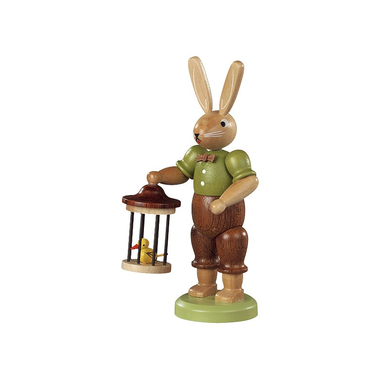 Hase mit Vogelkäfig