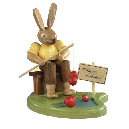 Hase Angler am Teich