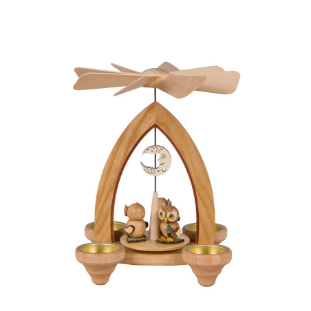 Teelichtpyramide mit Eule Sommer / Mond