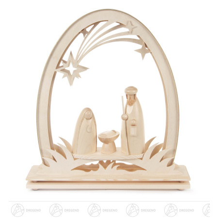Erzgebirgsbogen mit Christi Geburt, elektrisch beleuchtet LED 33x34cm