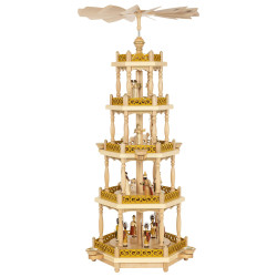 Pyramide Christi Geburt natur 4-stöckig 86 cm für Kerzen