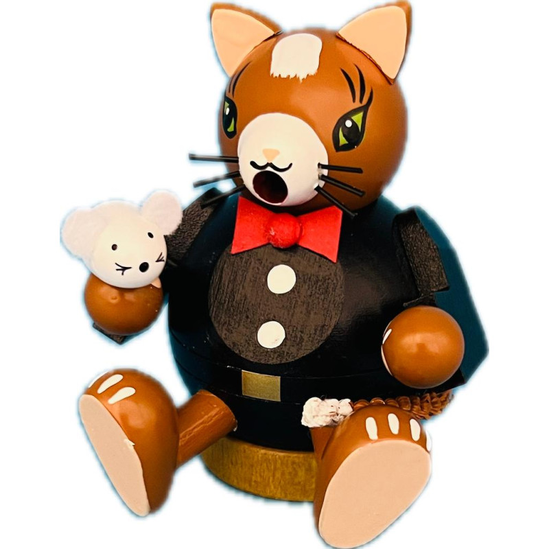 Minikugelrauchfigur Katze 8cm