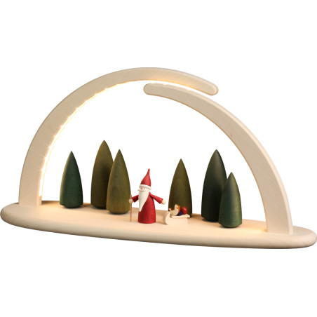 Bogen groß natur LED beleuchtet Motiv Weihnachtswichtel 21 x42 x13cm