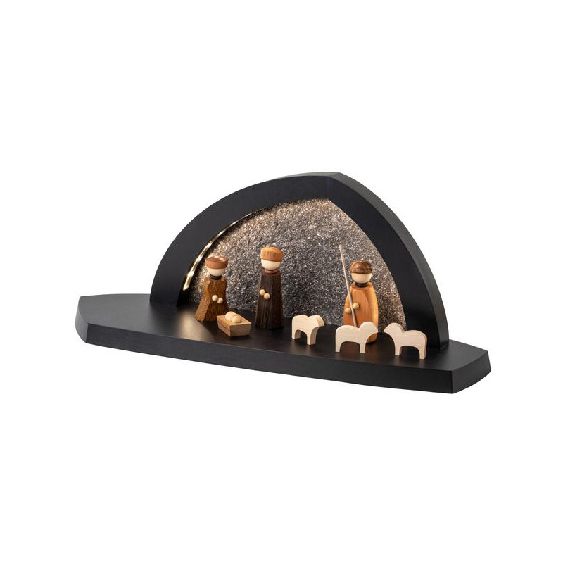 Gesteinsbogen 15x37x13cm anthrazit LED beleuchtet Christi Geburt