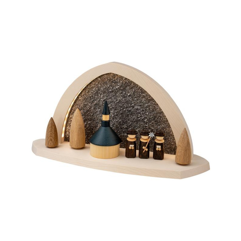 Gesteinsbogen 21x40x13cm natur LED beleuchtet Seiffener Kirche