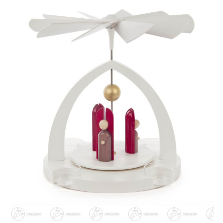 Pyramide weiß mit Engel modern farbig für Teelichte