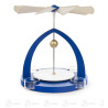 Pyramide blau, unbestückt für Teelichte Laufscheibe weiß,Flügelrad natur